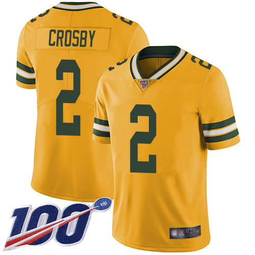 Green Bay Packers Limited Gold Men #2 Crosby Mason Jersey Nike NFL 100th Season Rush Vapor Untouchable->green bay packers->NFL Jersey